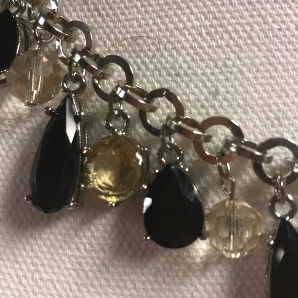 NWT WHBM Black Yellow Clear Stone Necklace - Picture 2 of 6